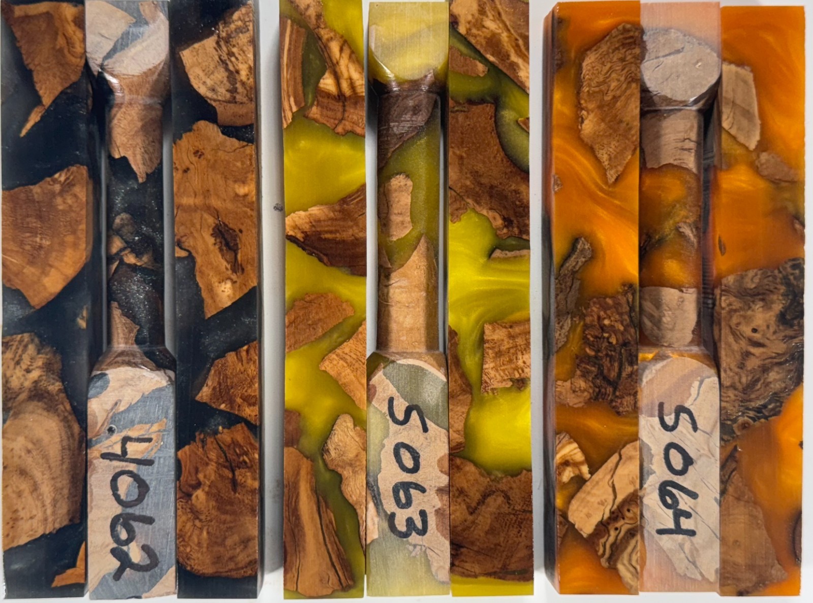 Pen Blanks * Olive Burl & Epoxy Hybrid * Mica Powder Colored * Pen Blank