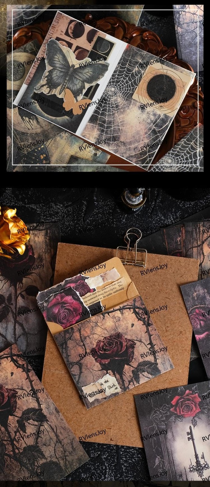 120 Sheets Gothic Scrapbook Paper for Scrapbook Kit, Vintage Ephemera for Jun…