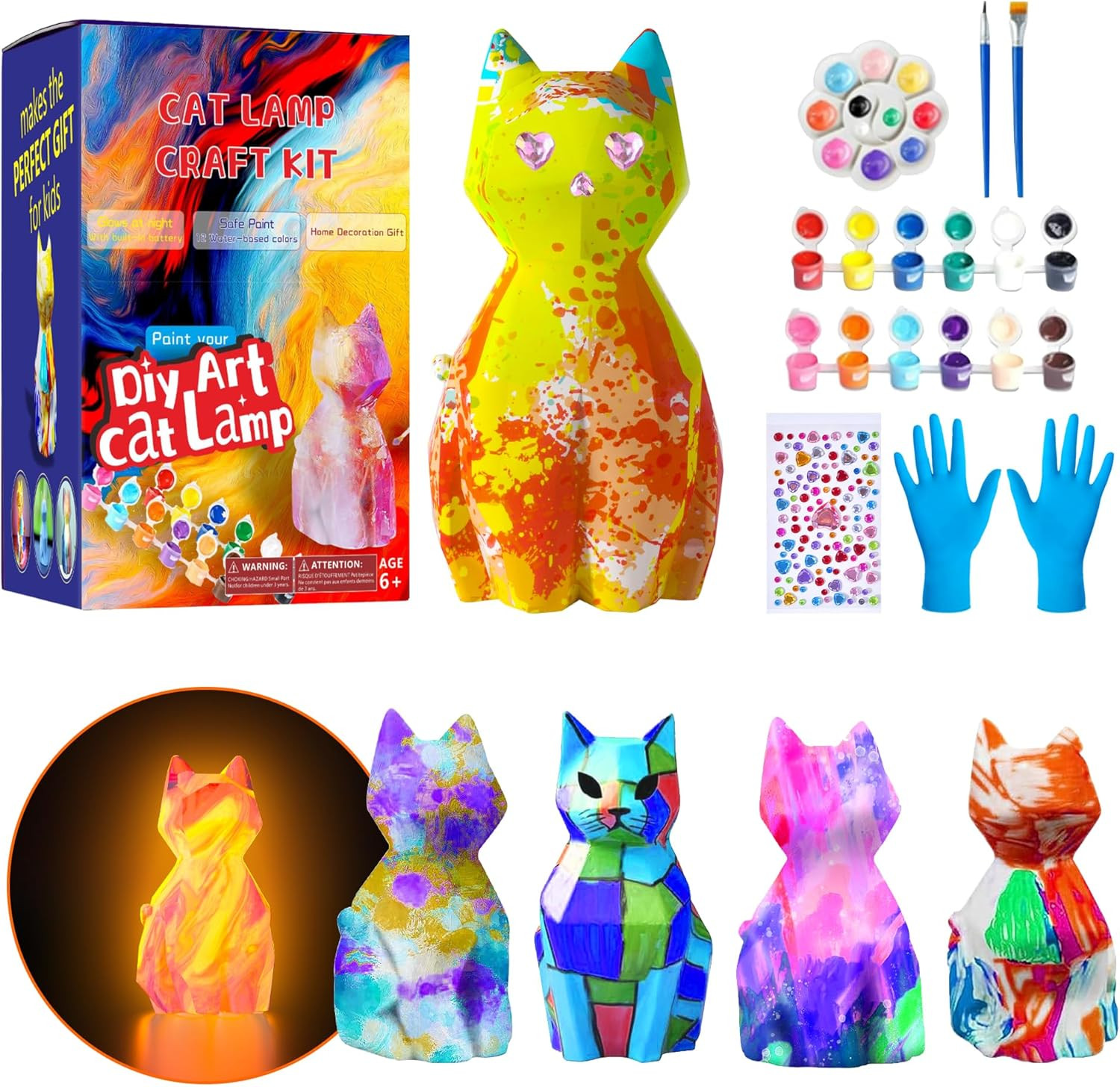 Paint Your Own Cat Lamp Kit,Toys for Ages 8-13 Art Supplies Arts and Crafts f…