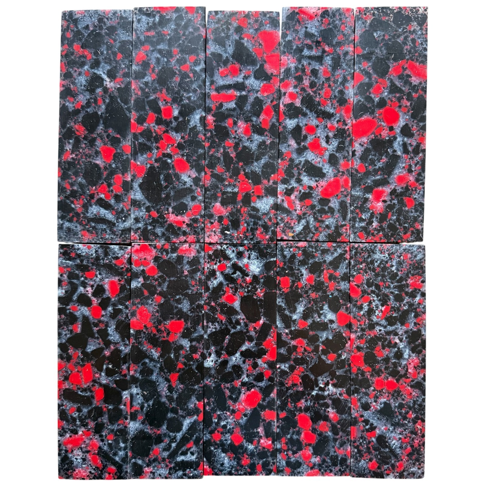 Black Red Silver Resin Knife Scale Blank Pair 5″ Acrylic Crafting Material Set
