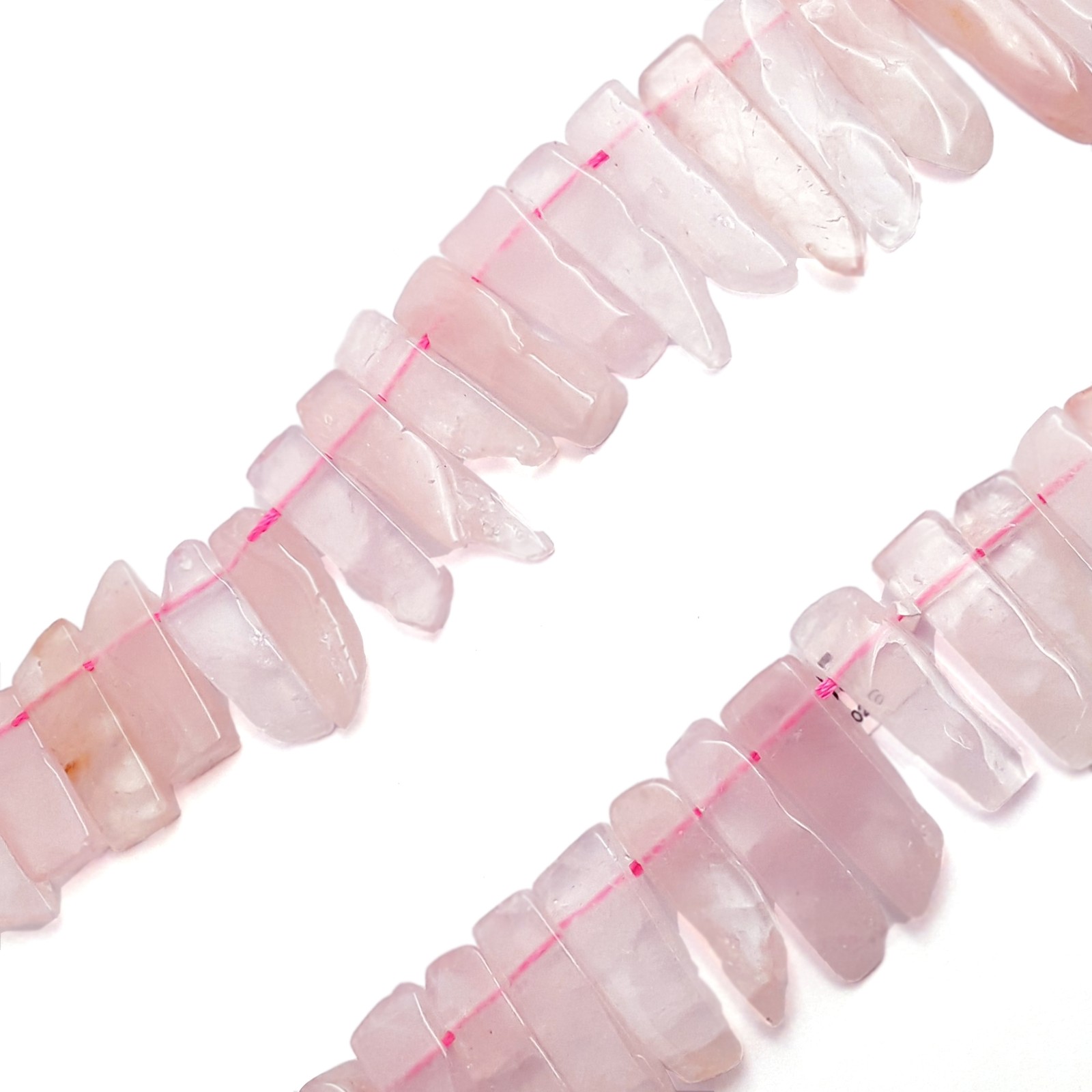 Rose Quartz Graduated Slice Stick Points Beads Approx 25-50mm 15.5″ Strand