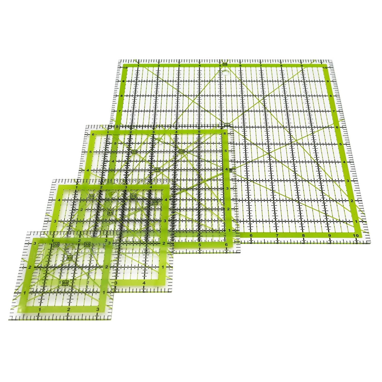 Quilting Rulers,Sewing Ruler,4 Piece Acrylic Square Quilting Templates,Clear Pre