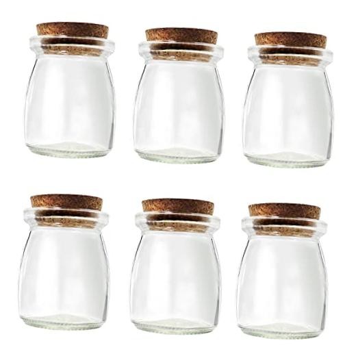 6Pcs Decorative Glass Bottle with Cork Stopper, 100ml,3.4oz Mini Glass Wish