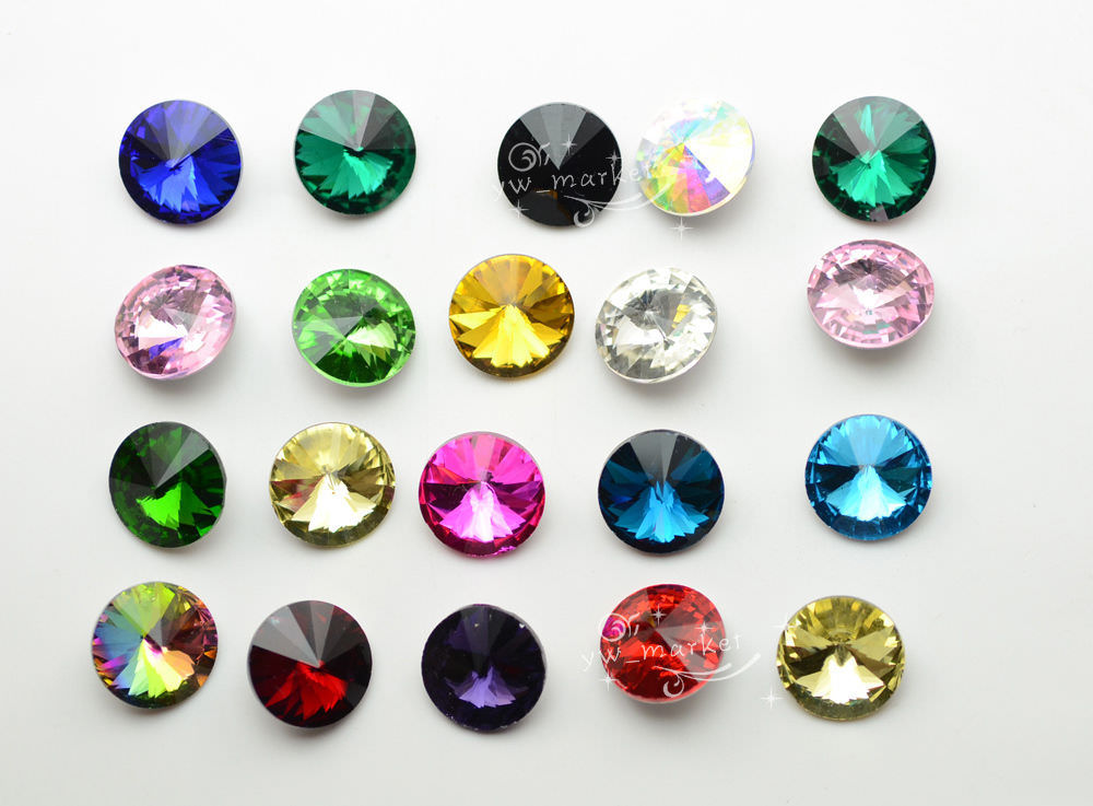glue on bulk Rivoli Strass Pointback Rhinestones Round stone for Jewelry Making