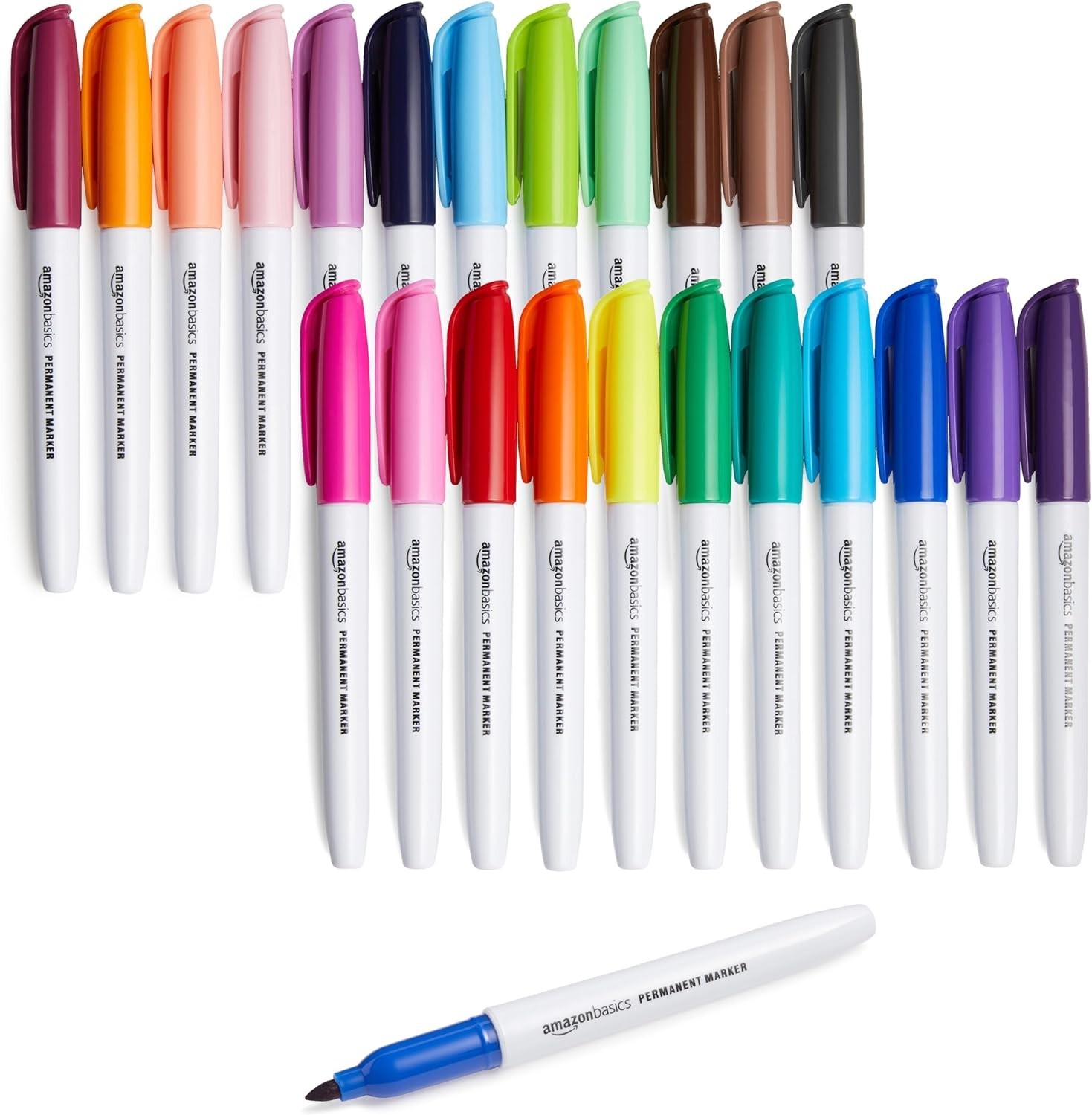 Waterproof Fine Tip Permanent Markers – 24 Pack for All Surfaces and Projects