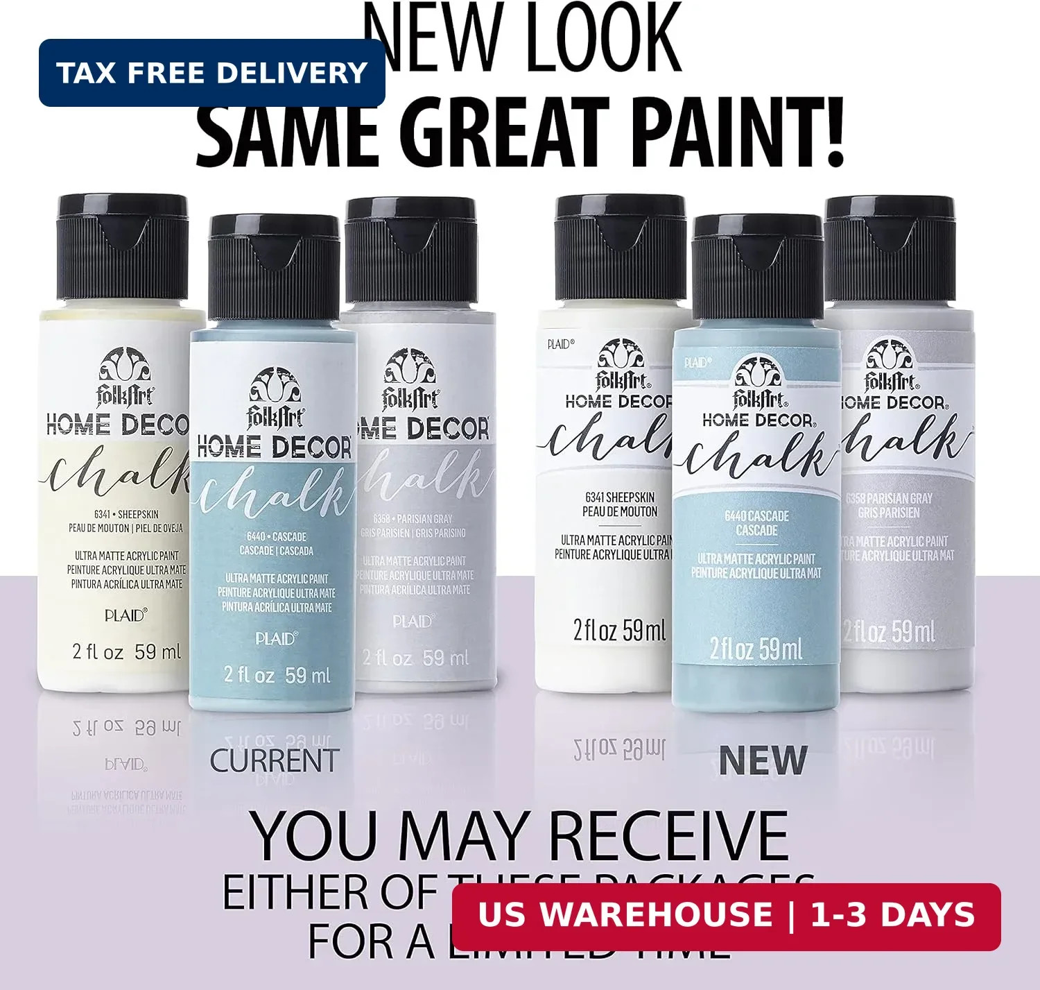 FolkArt Assorted Home Décor Acrylic Chalk Paint For Crafts, Ultra Matte Finish,