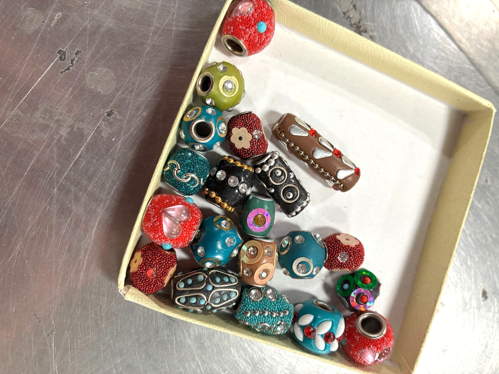 Indonesian Style Beads Multi colorful Large Hole Beads DIY Jewelry 15 mm 10 pcs