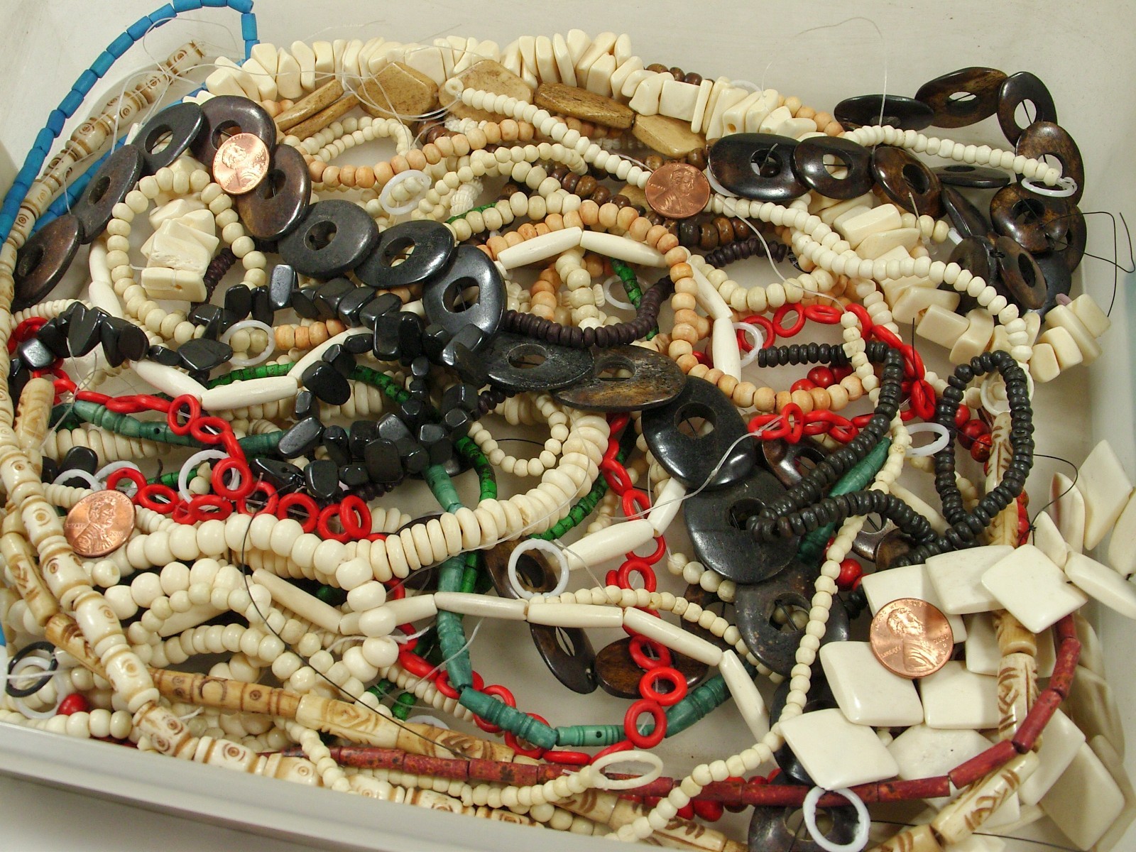 2 Pounds Assorted Shapes and Sizes India Water Buffalo Bone Beads Bulk (KRD-3) ⭐