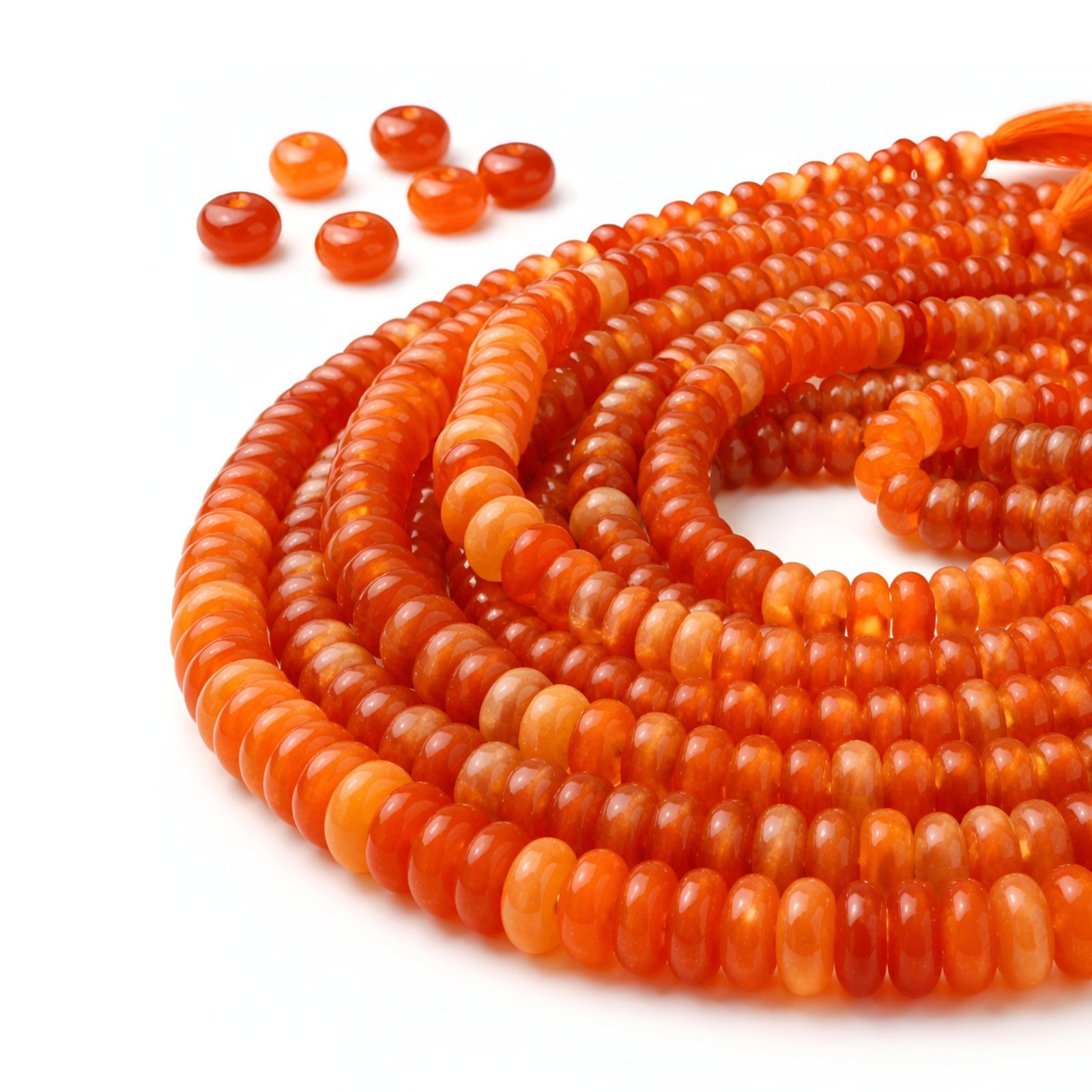 Natural Orange Carnelian Rondelle Beads 4 – 6mm 13” Strand Healing Gemstone