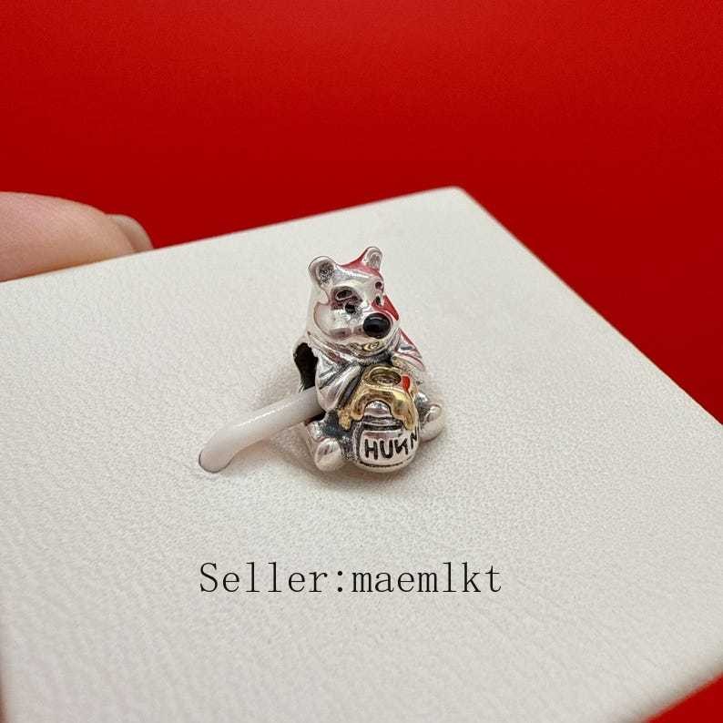 925 sterling silver 100th Anniversary Winnie the Pooh Charm,Charm for bracelet