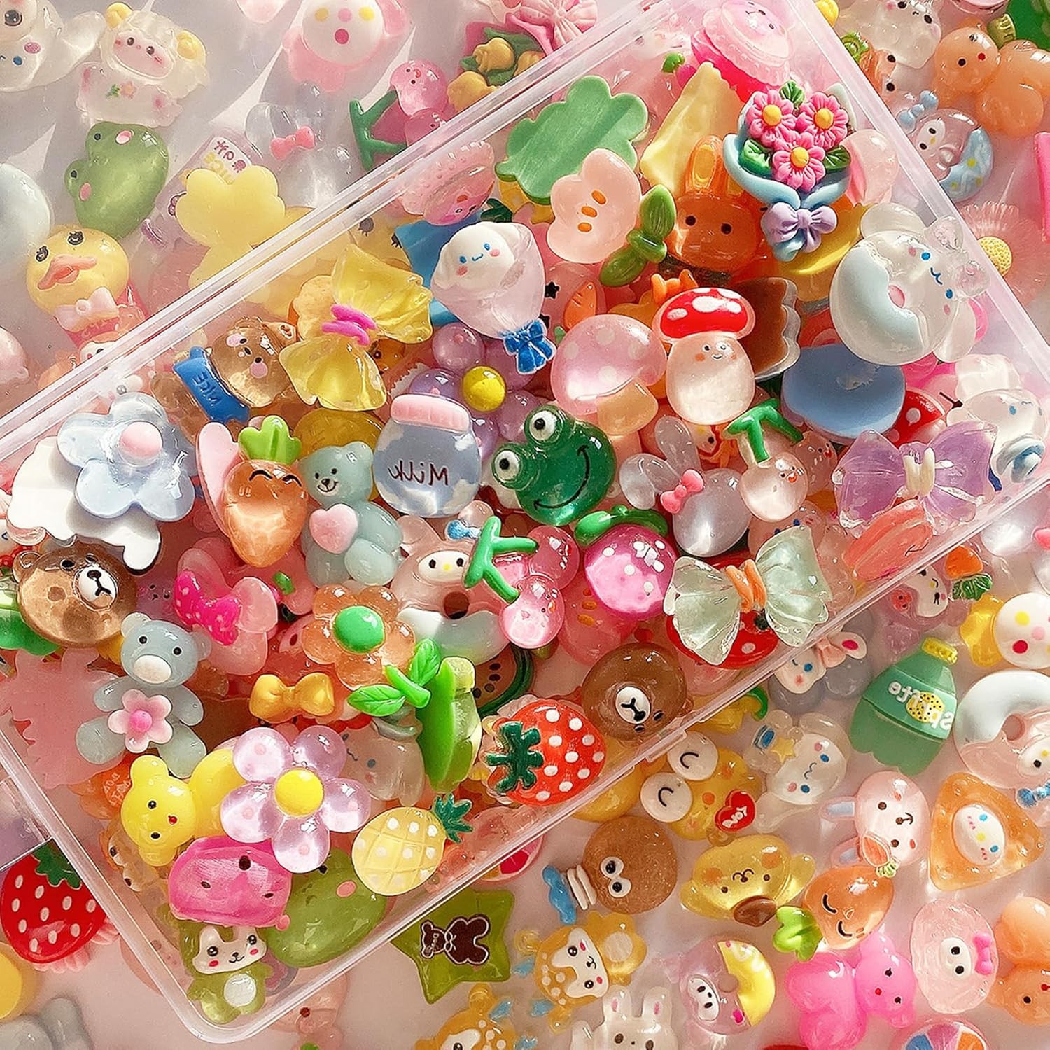 60Pcs Cute Slime Resin Charms Bulk Mixed Set for DIY Jewelry Scrapbooking Crafts
