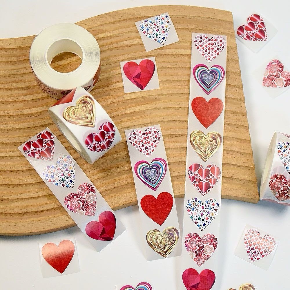 40Pcs 1″ Love Heart Stickers Handmade DIY Party Round Labels