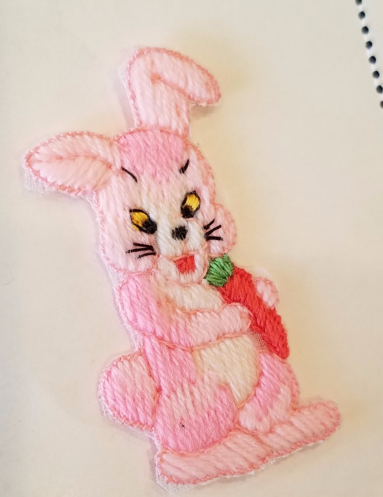 Vintage Pink Bunny – Rabbit with carrot Motif – made in France – Craft & Design