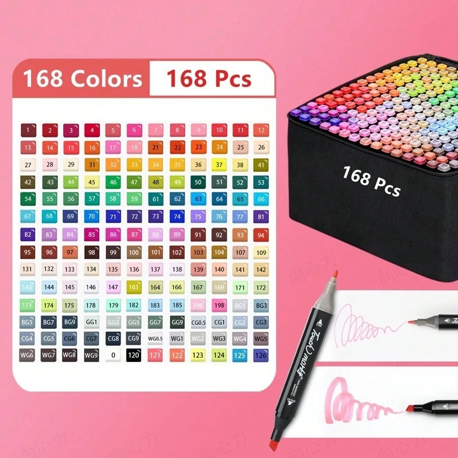 40-168 Colors Alcohol Markers Set | Dual Tip Professional Art Sketch Pens