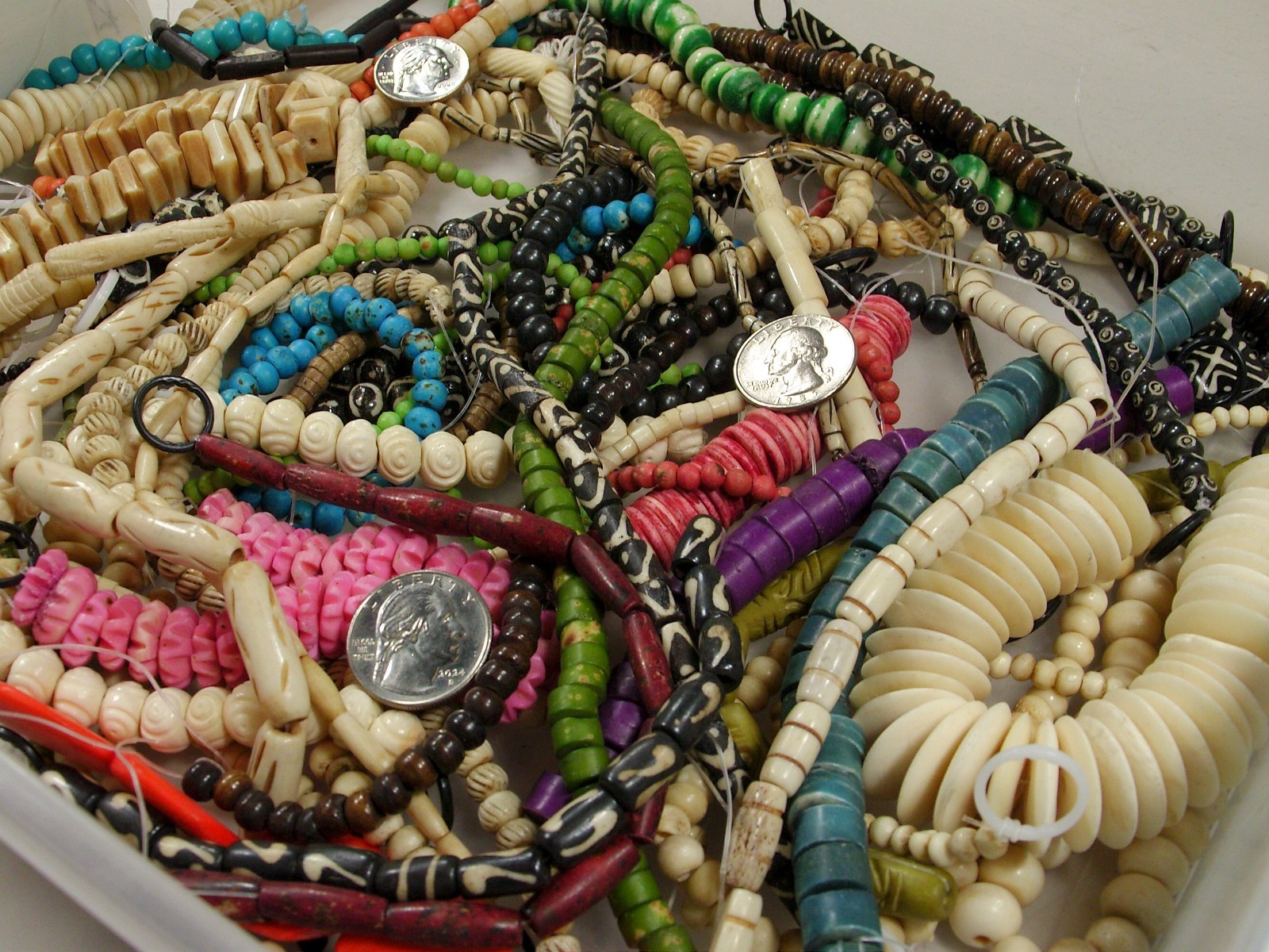2 Pounds Odds and Ends India Handmade Water Buffalo Bone Beads Lot (AXP-2) ⭐