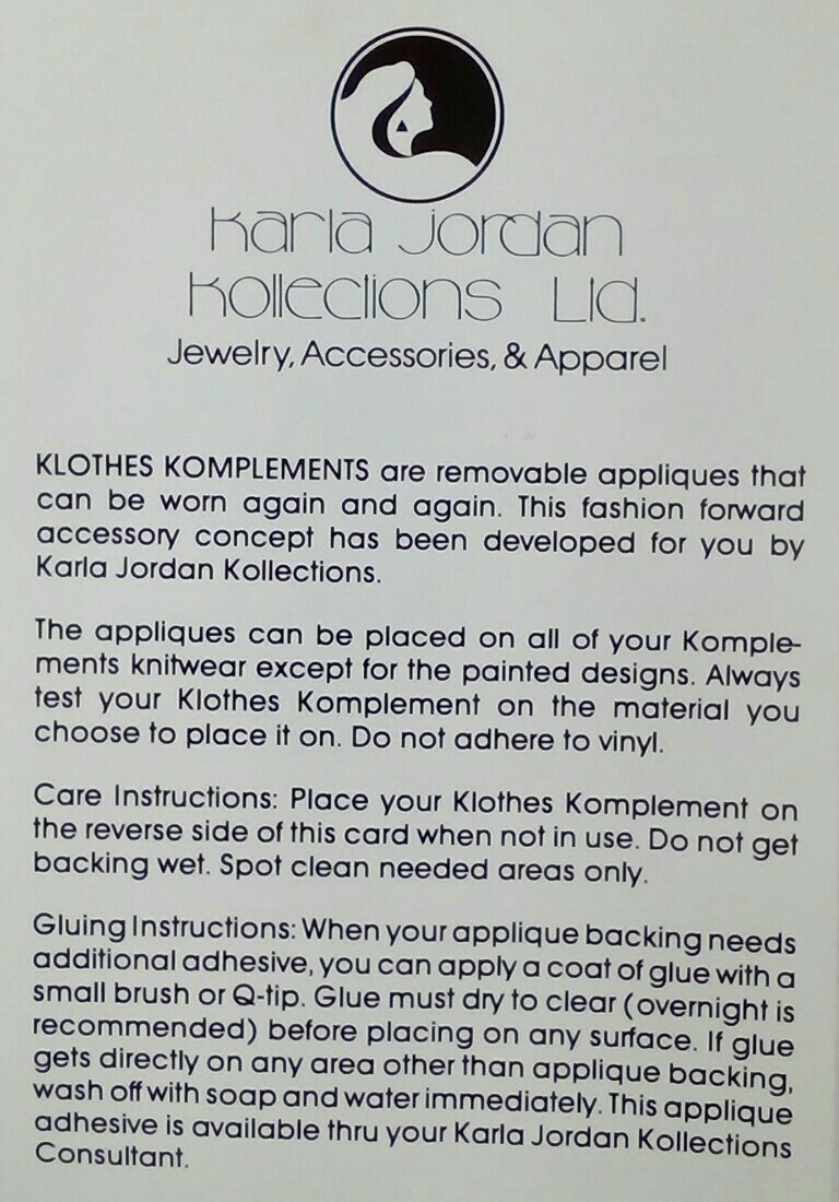Karla Jordan Kollections ANCHOR Sequin Applique removable adhesive VTG 1990s