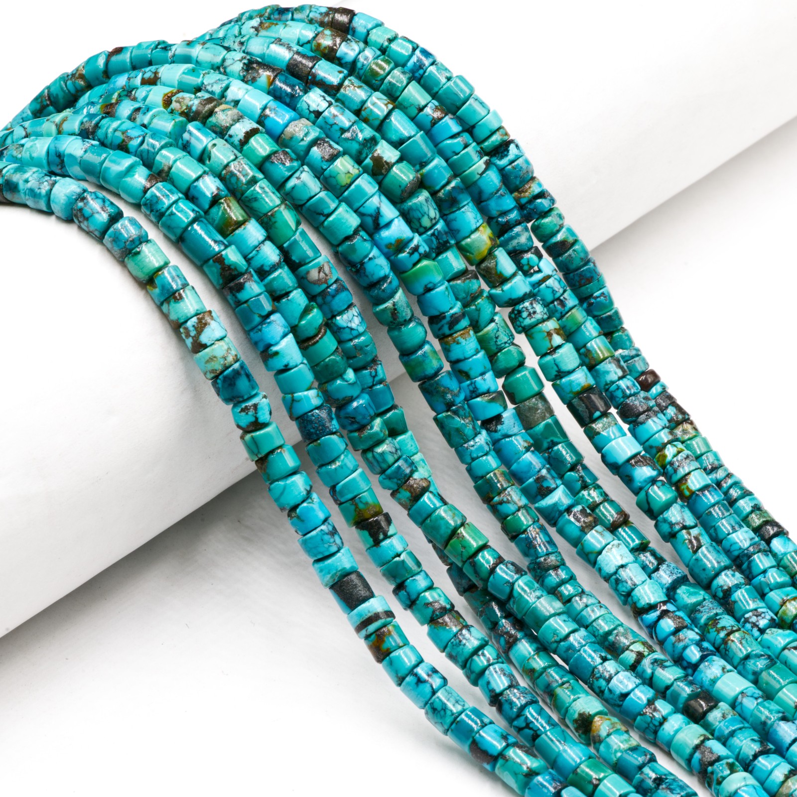 Natural Blue Turquoise Heishi Disk Beads Size 3-4 x 5-6mm 15.5” Strand