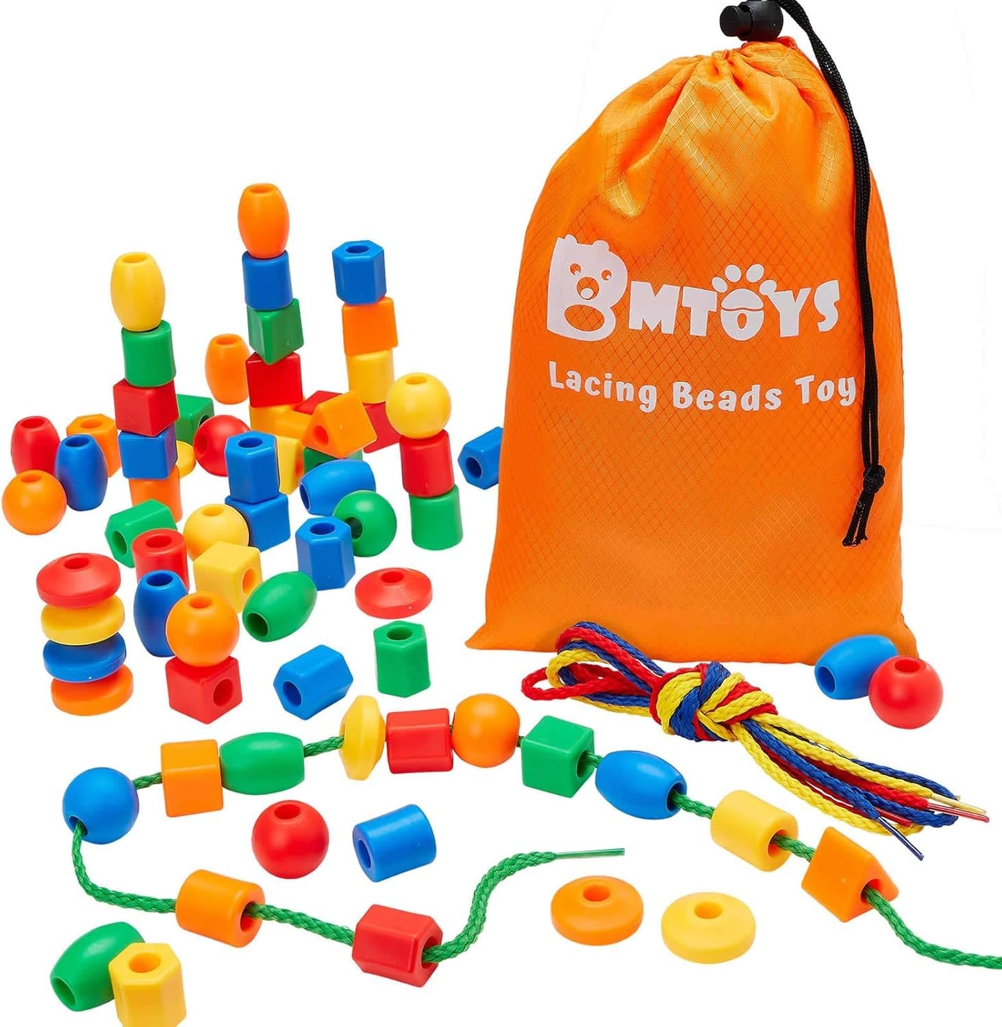 Montessori Lacing Beads Set – 70pcs for Creative Counting & Color Learning
