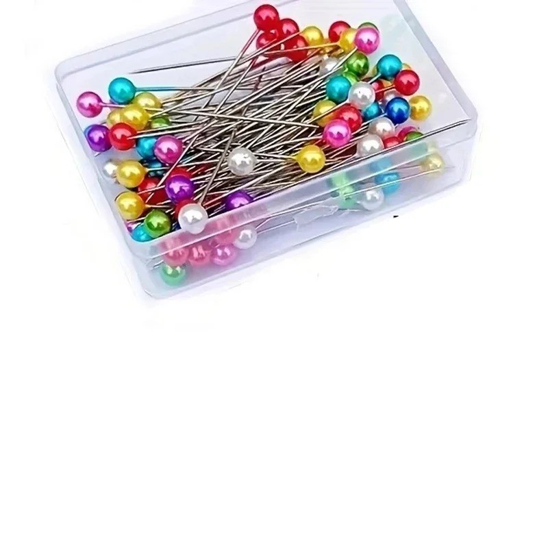 100PCS Sewing Pins for Fabric, Straight Pins with Colored Ball Glass Heads Long