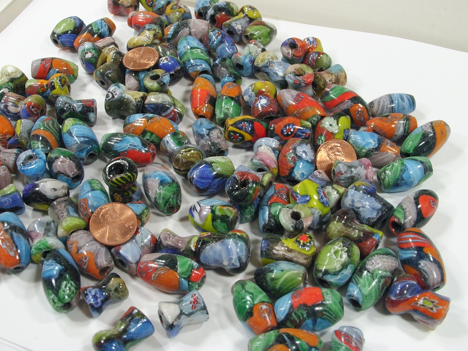 2 Pounds Assorted Shapes and Sizes India Handmade Multicolor Glass Bead (D-11) ⭐