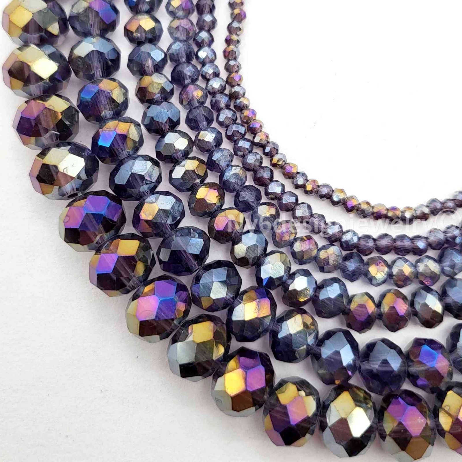 Purple AB Crystal Faceted Rondelles Bead Jewelry Making Supplies 11″ Strand