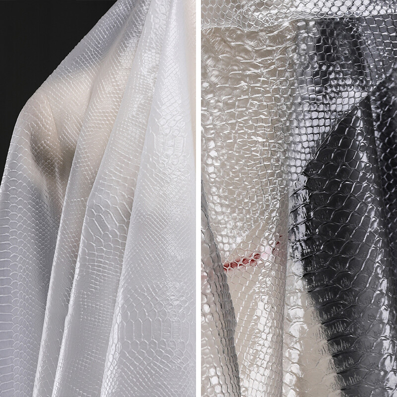 Transparent TPU Fabric Snake Skin Pattern Matte Waterproof Film for Sewing DIY