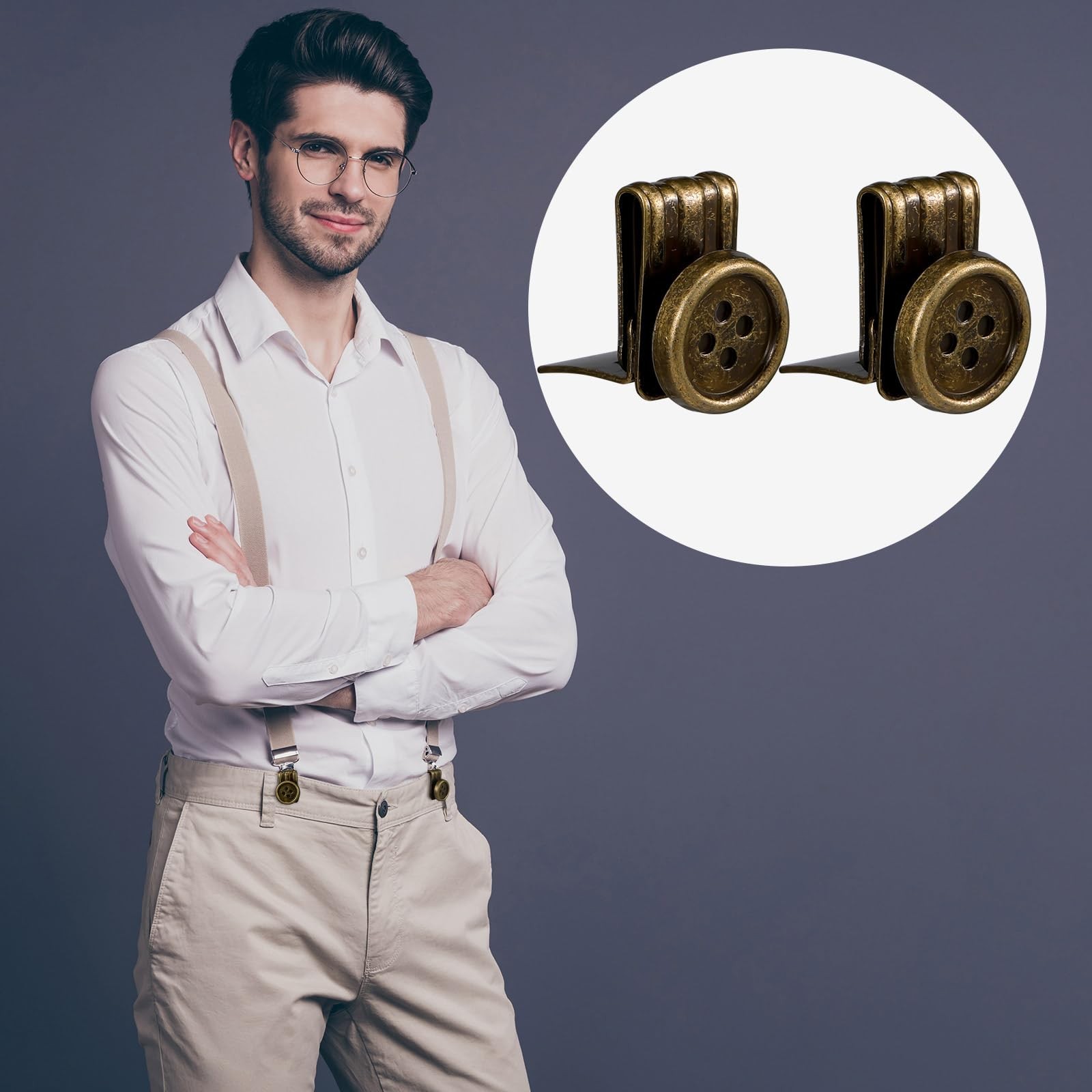 10 Pcs Metal Suspenders Buttons Movable No Sew Button End Brace Clips for Jeans