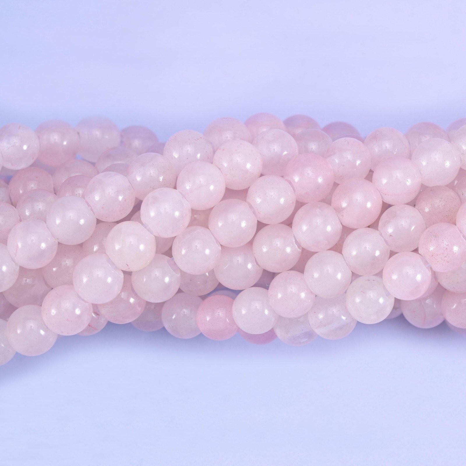2mm Hole Rose Quartz Smooth Round Beads 6mm 8mm 10mm 8 Inch Strand