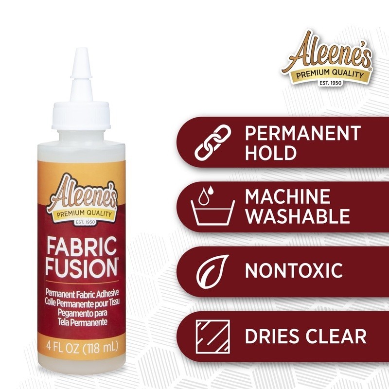 Fabric Fusion Glue Permanent Adhesive Clear Non-toxic Washable Flexible 4oz New