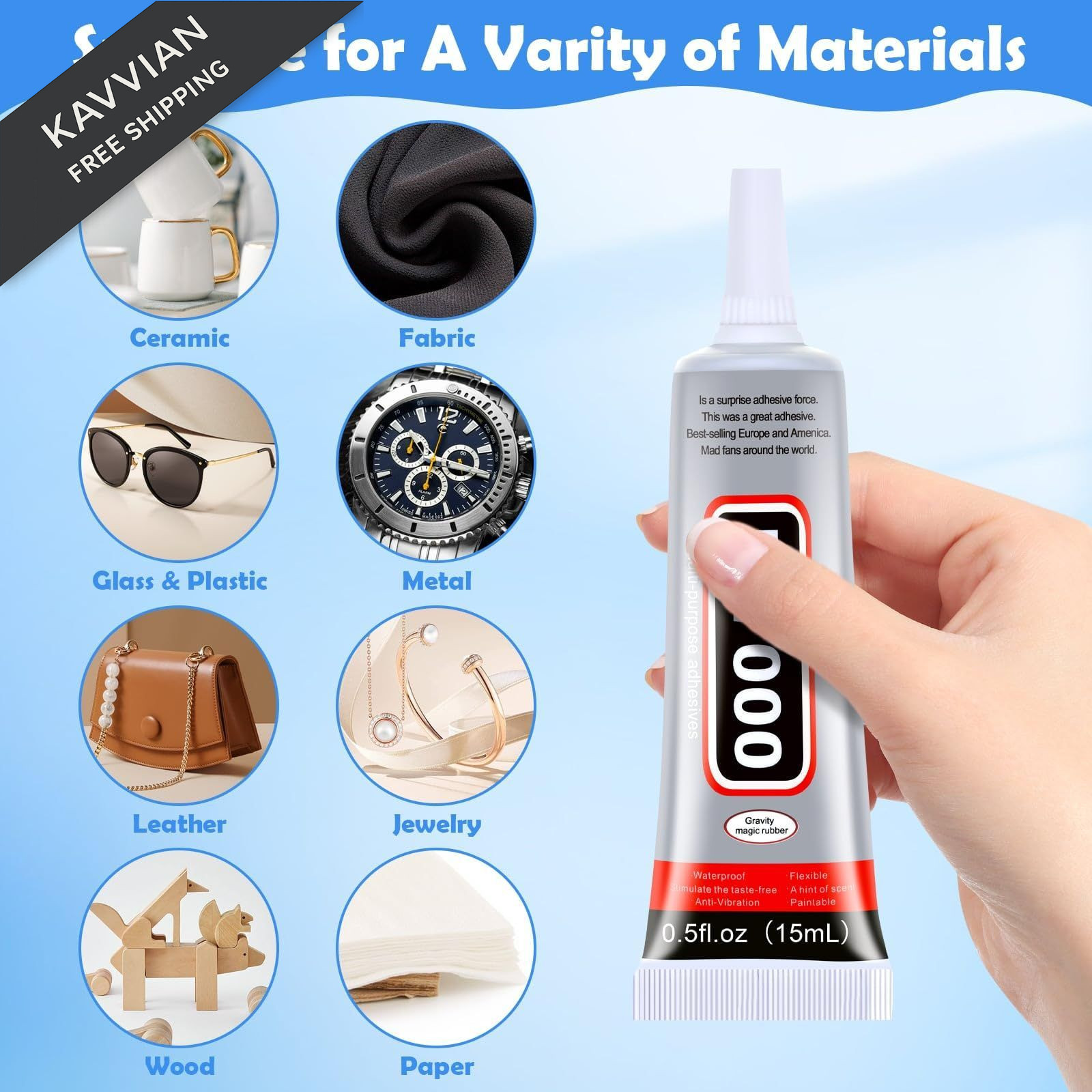 B7000 Glue Clear for Rhinestones, 0.5 fl oz (15ml), 4Pcs, 0.5fl.oz (15mL)