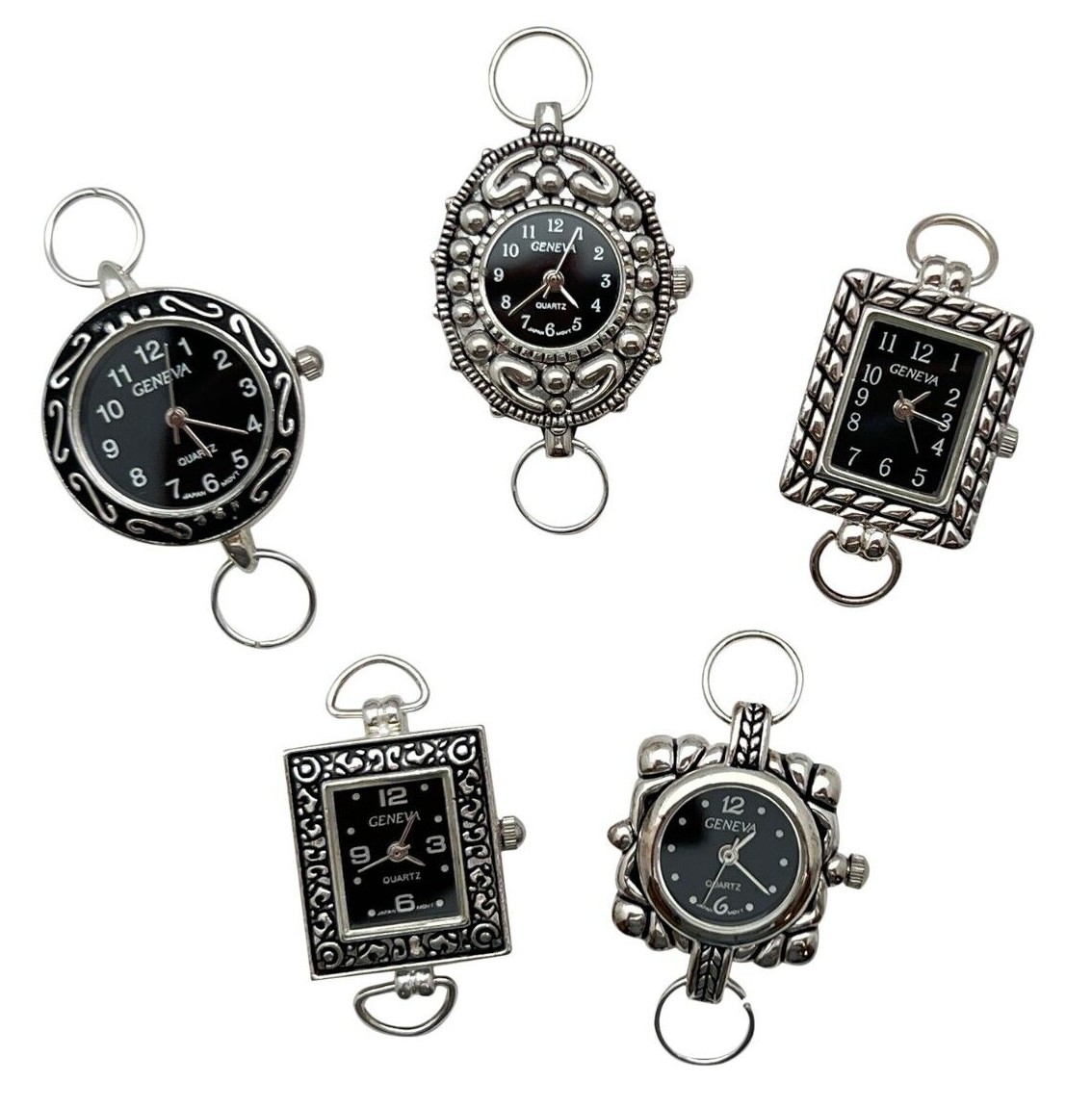 Assorted Solid bar Silver or Color Watch Faces 5 PCs Pack