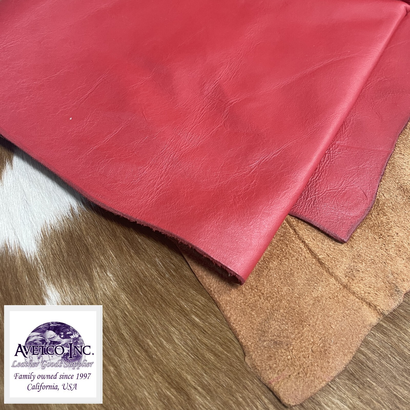 2 oz 1.0mm Red Cow Leather Smooth Soft Hide Rough Cut by the Square Foot