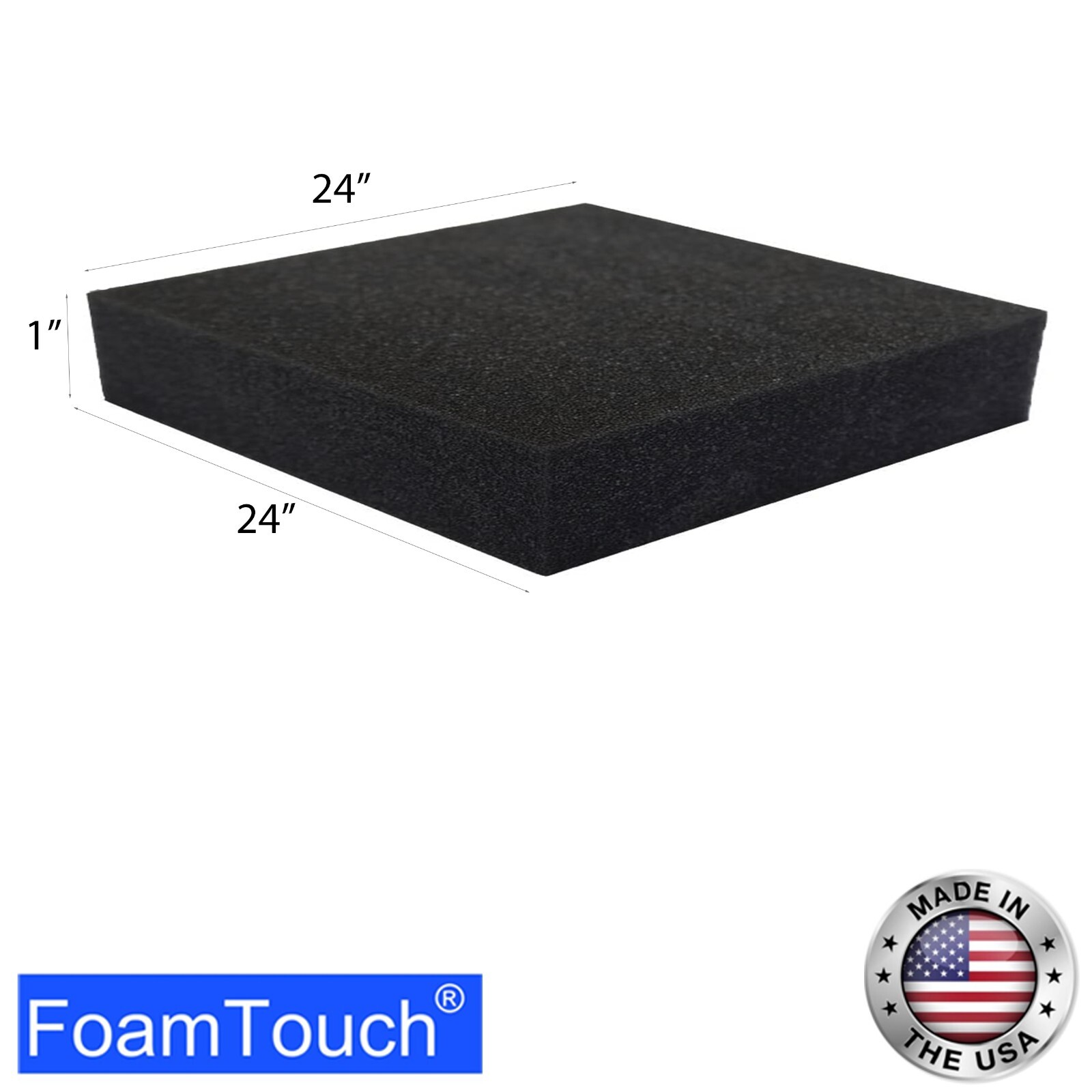 FoamTouch 24″x24″ Square Charcoal High Density Upholstery Foam Cushion