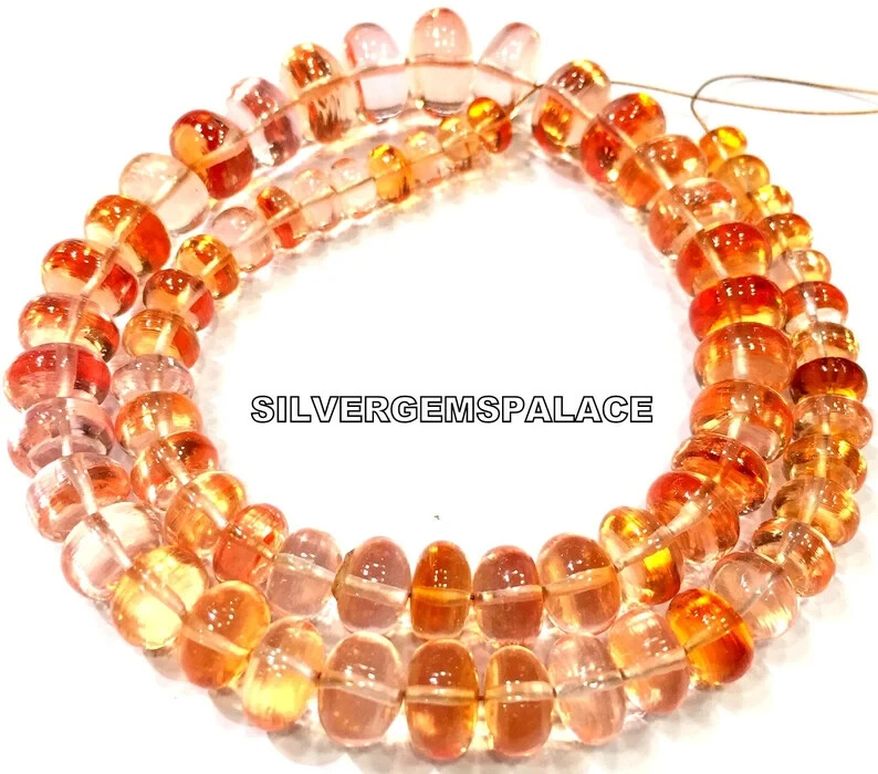 Extremely Beautiful~Padparadscha Sapphire Smooth Beads Rondelle Sparkle Beads.