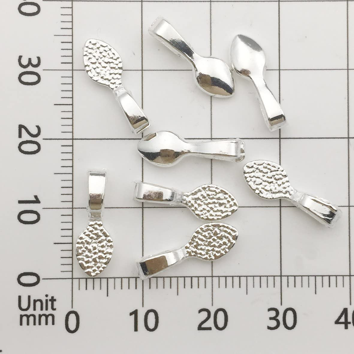 200 Shiny Silver Color Glue on Bails-Small Pendant Bails-Jewelry Bails for Or