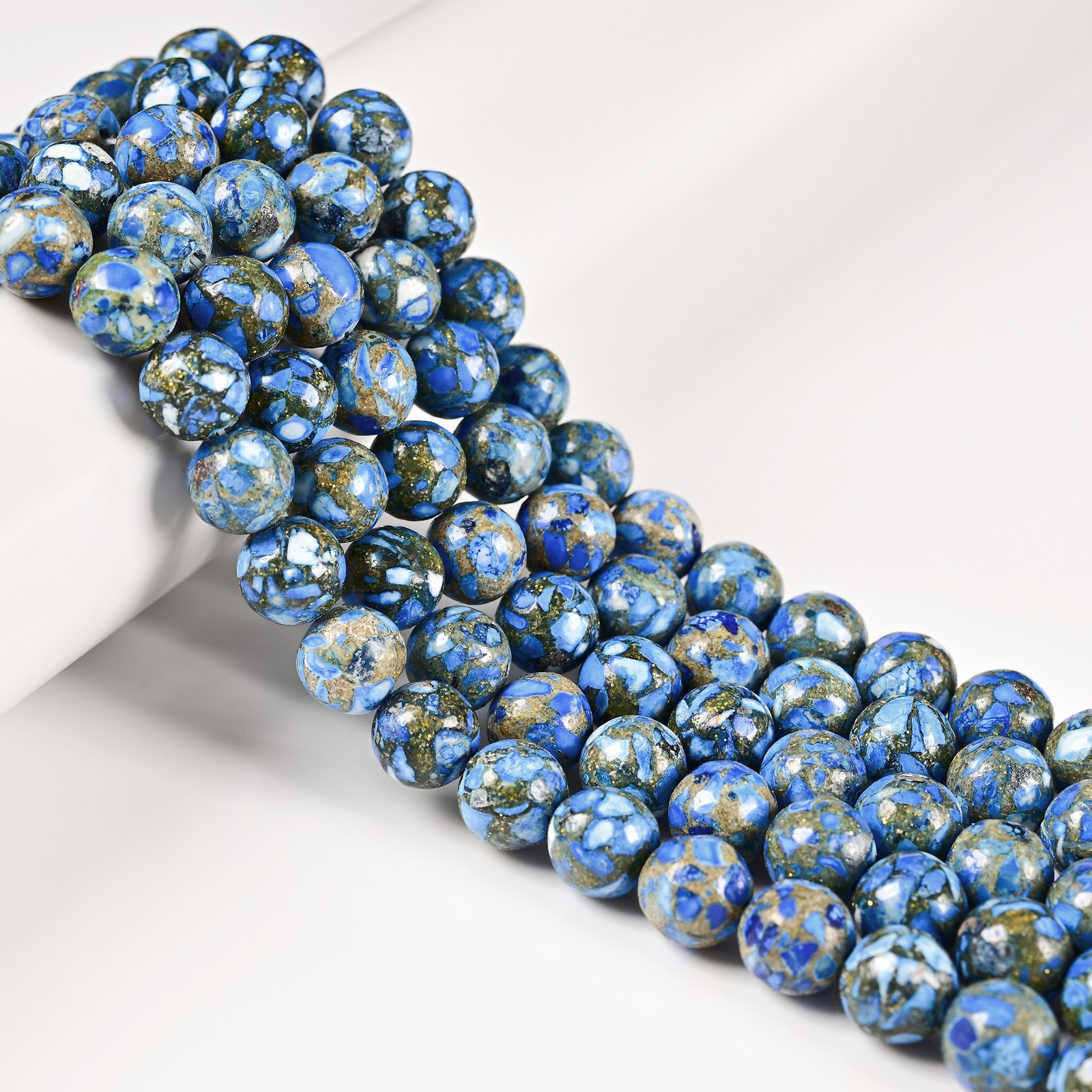 Mohave Copper Royal Blue Turquoise Smooth Round Beads 6mm 8mm 10mm 15.5” Strand