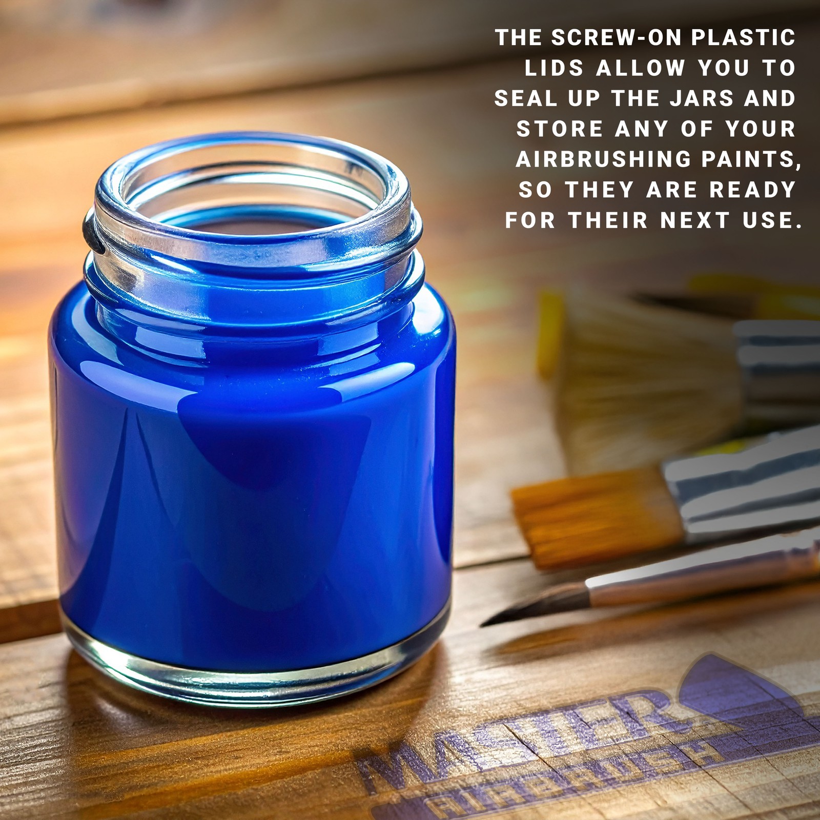 10pk Airbrush 3/4oz Glass Jar Bottles with Plastic Lids, Store Paint Siphon Feed