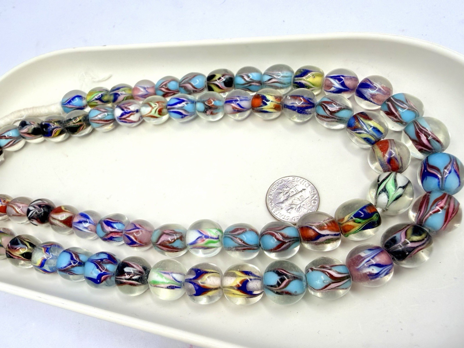 62 Pcs 12mm Glass Swirl Marble Beads Clear Colorful Rare Jewelry Making C