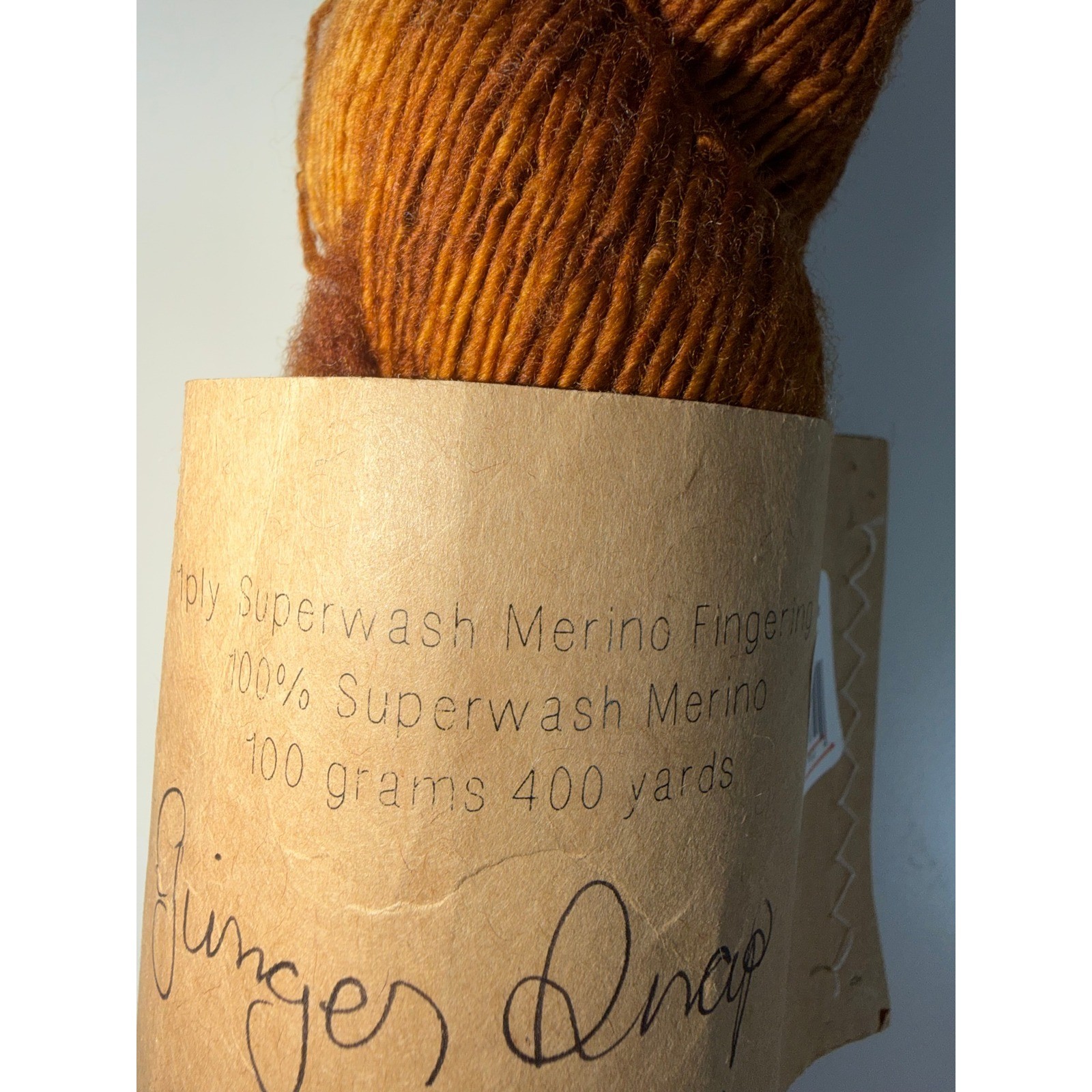 New Lichen and Lace 1-ply Superwash Merino Fingering Wt. Yarn Ginger Snap 100g