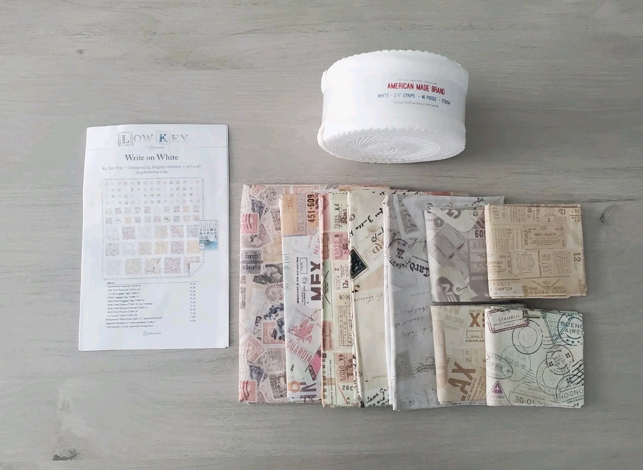 Write On White by Brigitte Heitland Zen Chic Quilt Kit 63×63″ Low Key Cloth Work