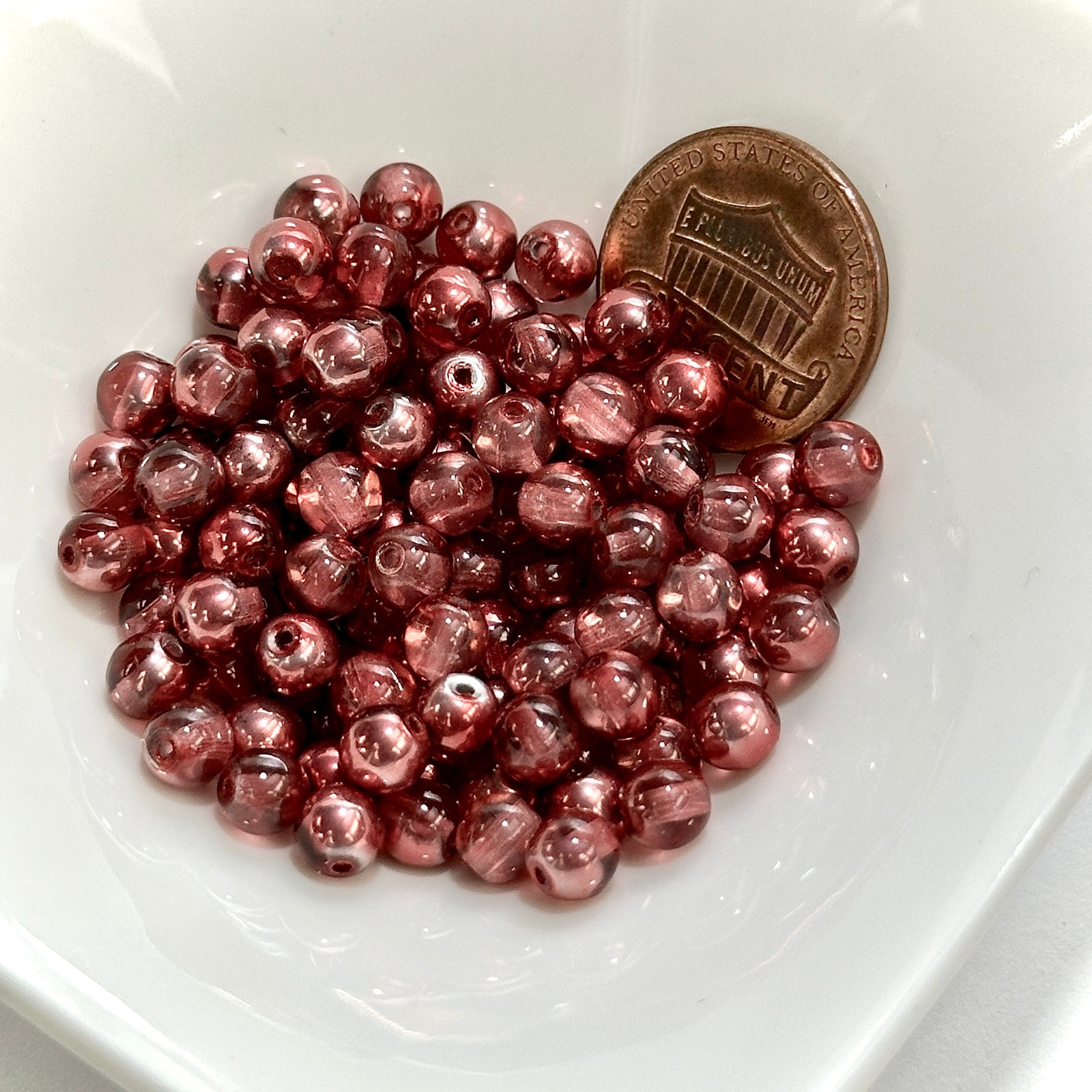 Czech Pressed Druk Round Smooth Glass Beads 5mm Rust Copper 100pcs CL1099