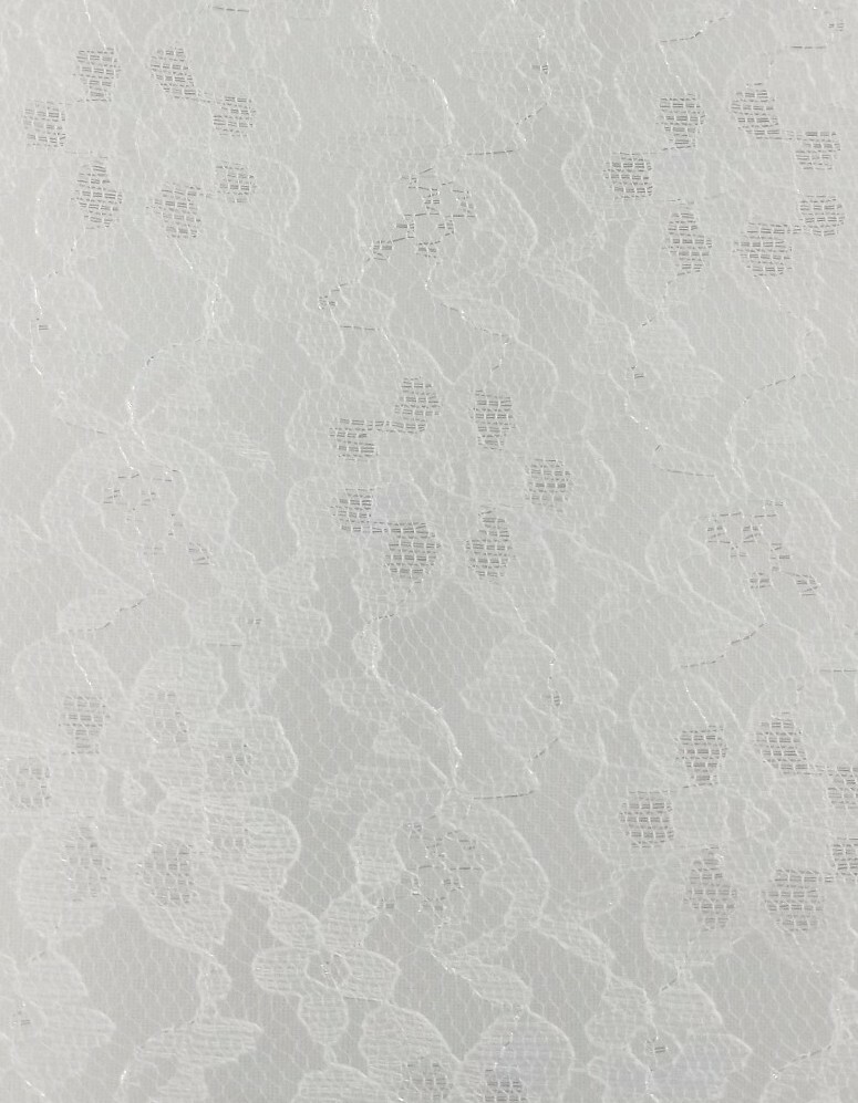White Sheer Mesh Floral Pattern Raschel Lace 60″ Polyester Fabric By The Yard