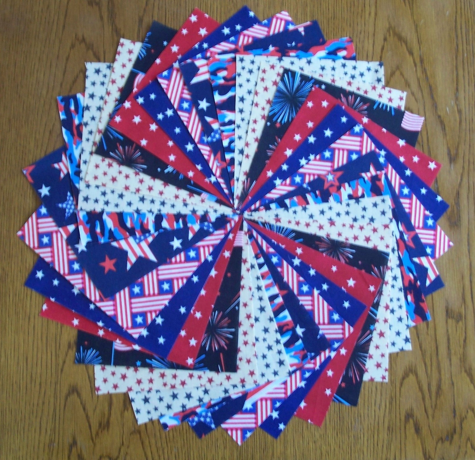 64 Patriotic USA Fabric 5″ Quilting Squares 100% Cotton Charm pack A