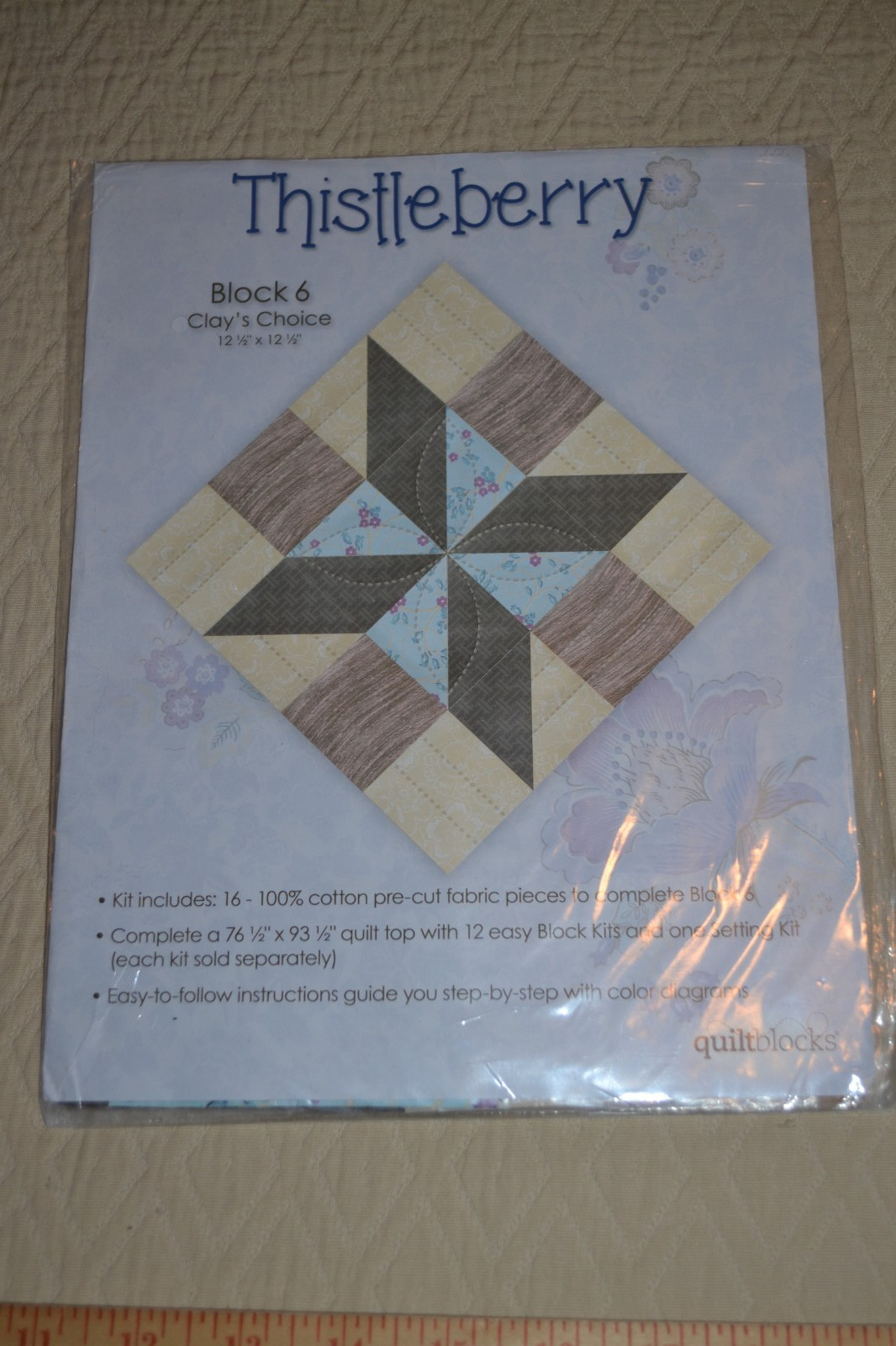 Lot of 4 Jo-Ann Quilt block of the Month 2014 Thistleberry, Blocks 1, 3, 6, 9