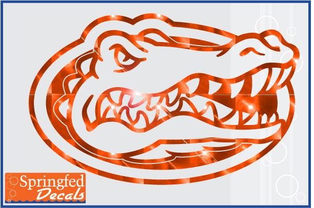 Florida Gators GATOR HEAD LOGO in ORANGE MIRROR Cut Vinyl Decal UF Sticker