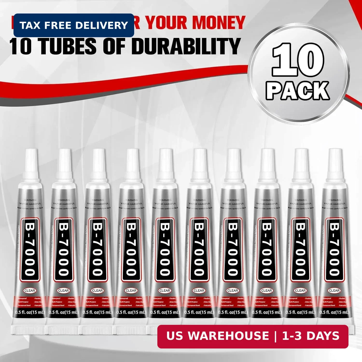B7000 Glue 15ml/0.5 fl oz 10-Pack – High Strength, Flexible, Waterproof Adhesive