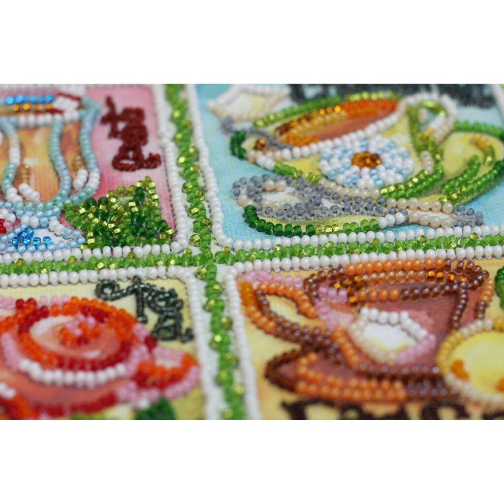 Bead Embroidery Kit Tea Beaded stitching Beadwork DIY Abris Art