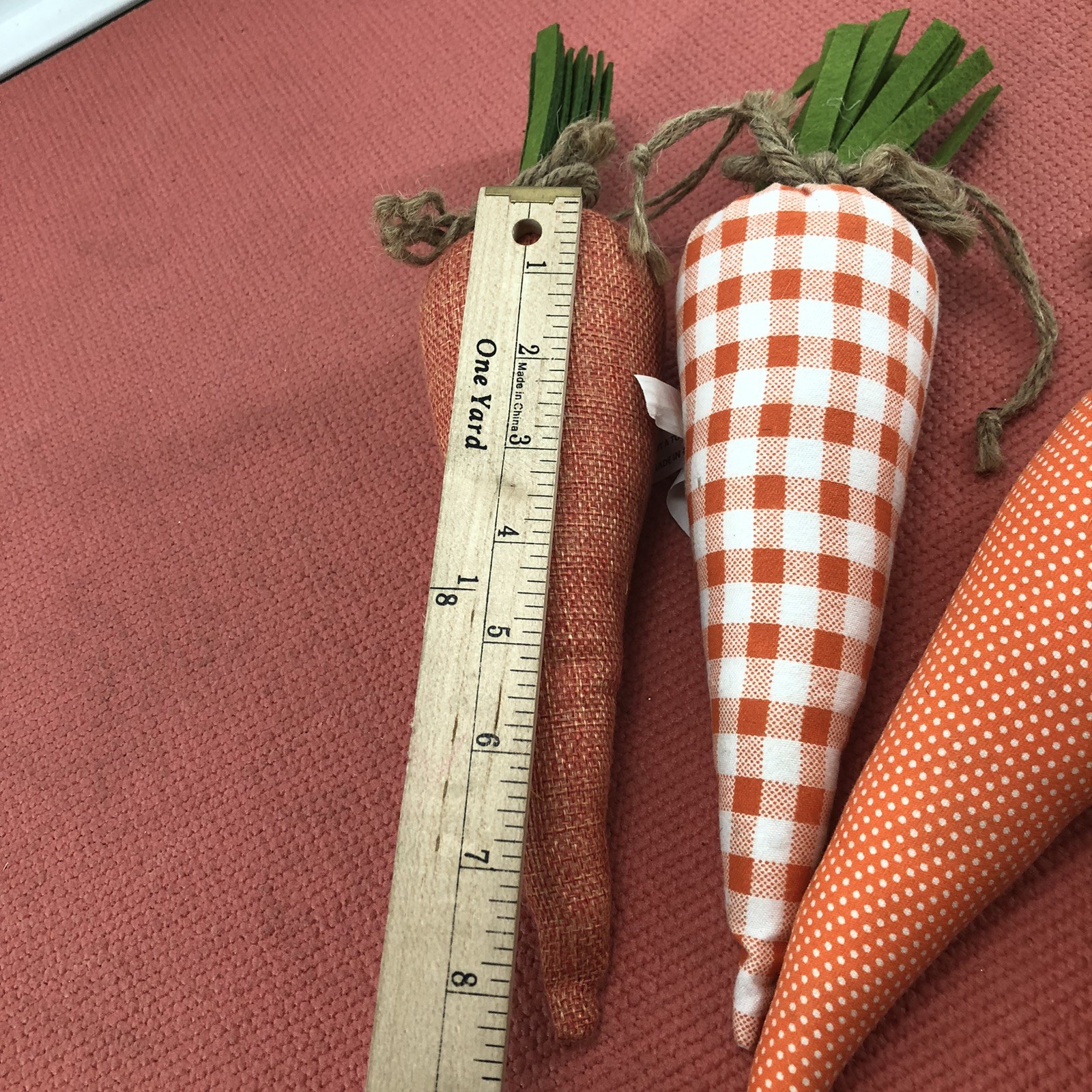 Lot Of 5 Orange Fabric Plush Carrots 🥕 🥕 With Felt Green Tops Decor Or Crafts