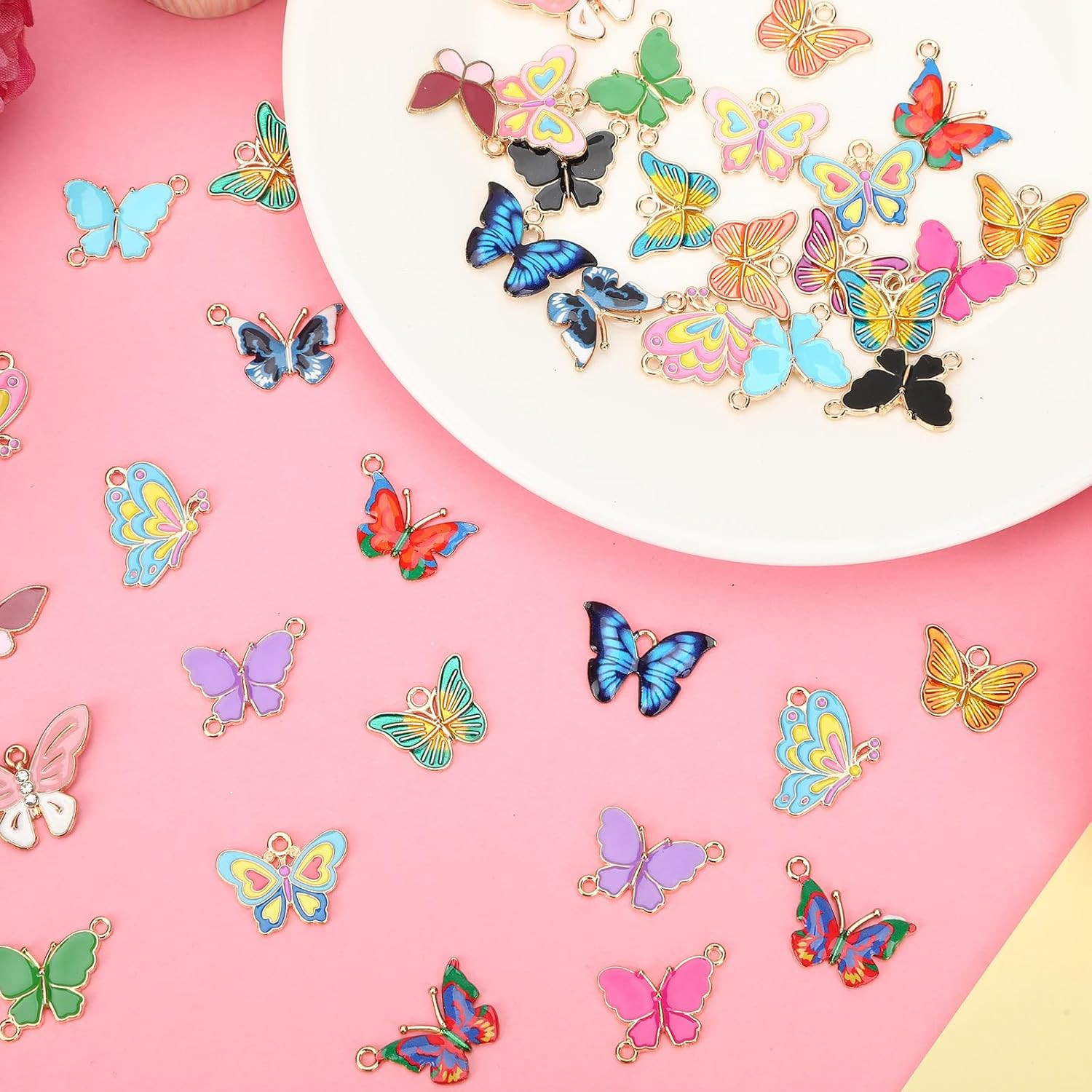 40Pcs/20 Pairs Butterfly Charms, Mixed Butterflies Charms for Jewelry Making, As