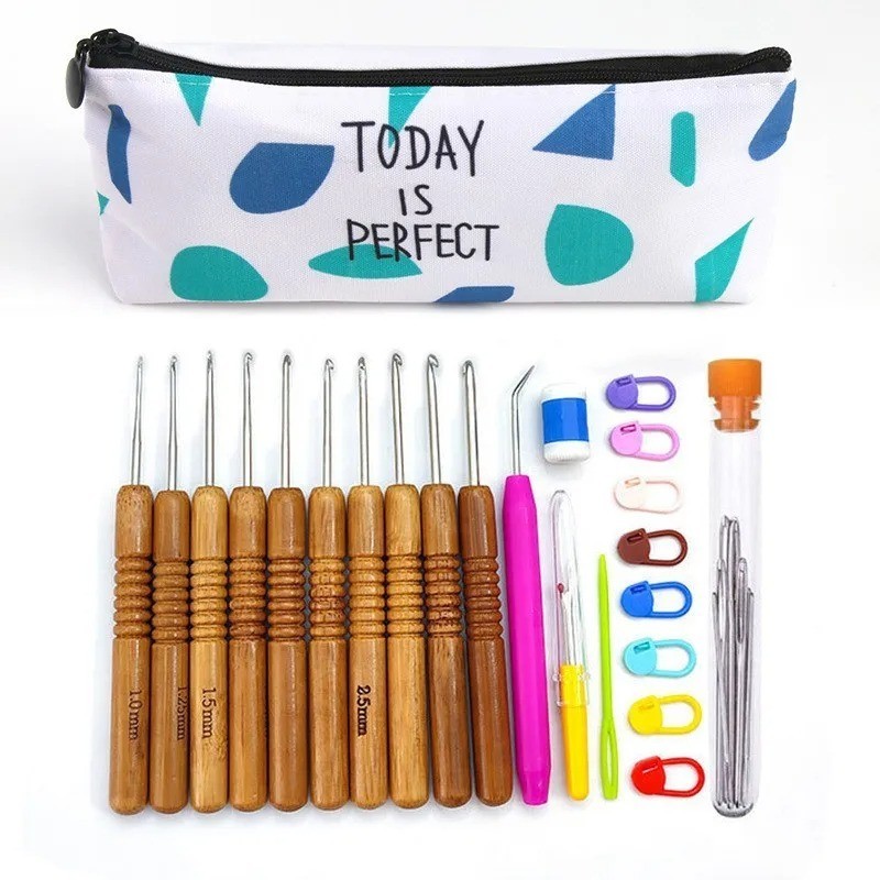 Crochet Hooks Set Steel Pastel 17 Styles Ergonomic Easy Grip Bright